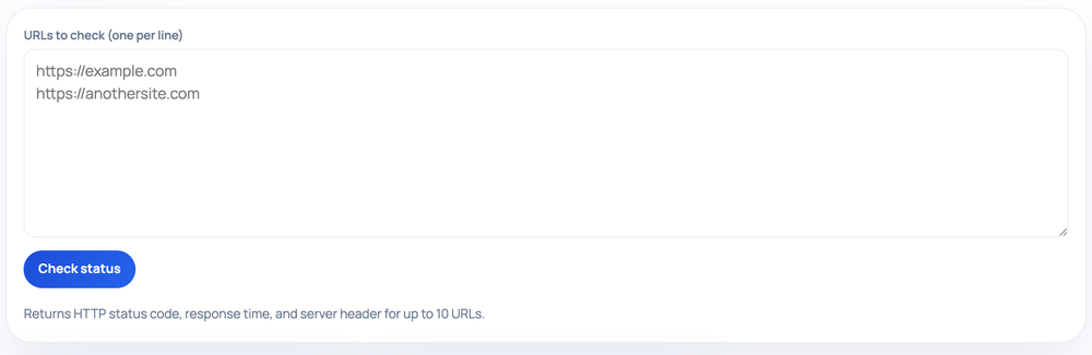 How to use the Check Server Status — tool screenshot