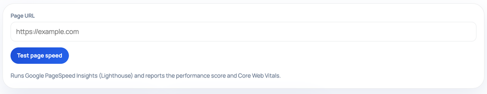How to use the Page Speed Test — tool screenshot