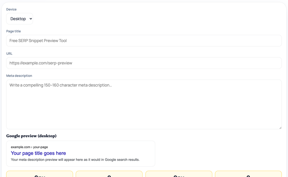 How to use the SERP Snippet Preview — tool screenshot